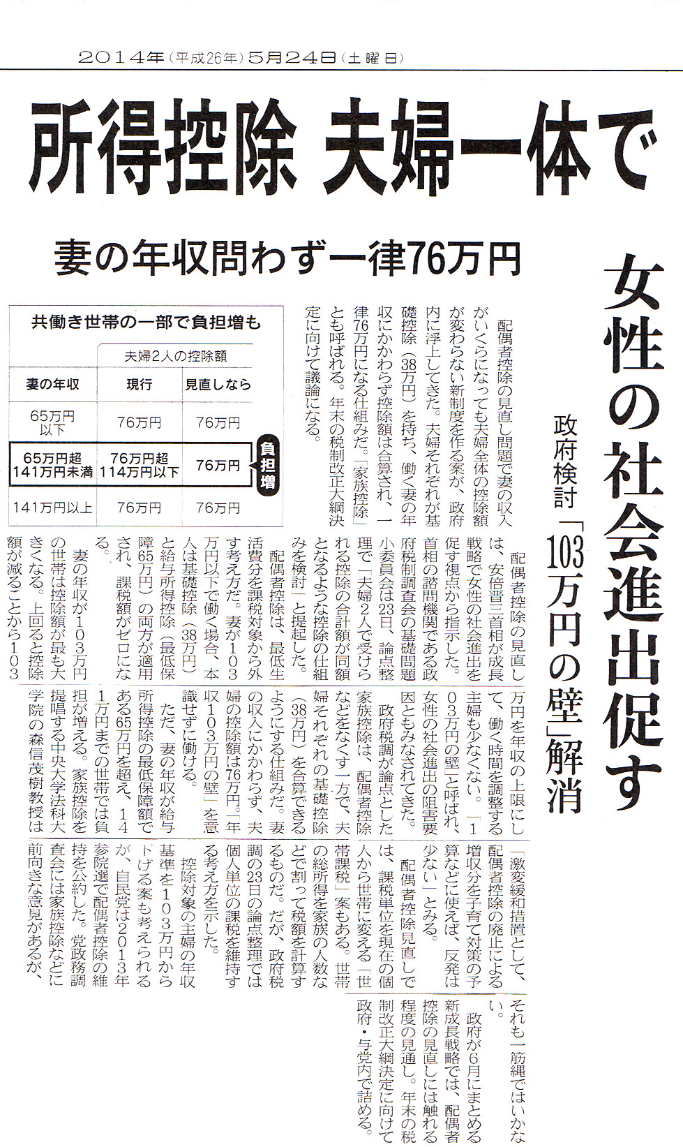 所得控除 夫婦一体で